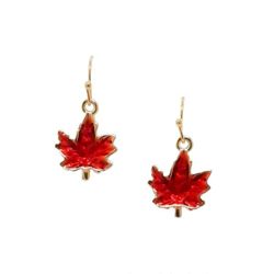 Maple Leaf Red Epoxy Dangle Earrings - E1132FC